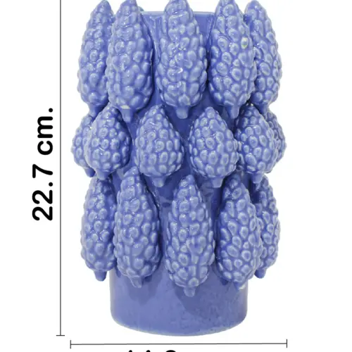 Maceta de ceramica morada diseño uvas de 14.8×22.7cm