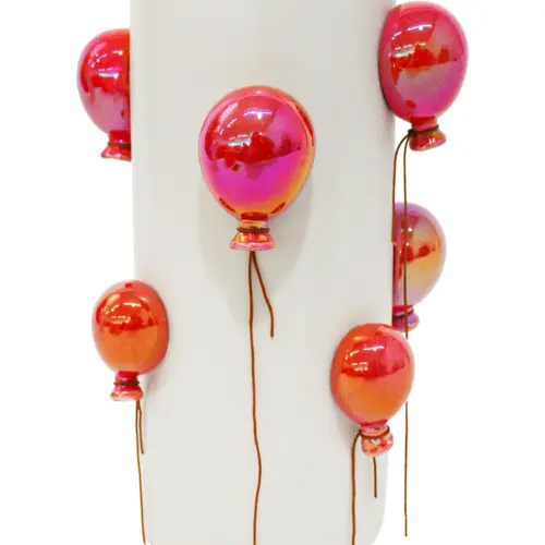 Florero de ceramica blanco con globos naranja de 15x15x22.3cm