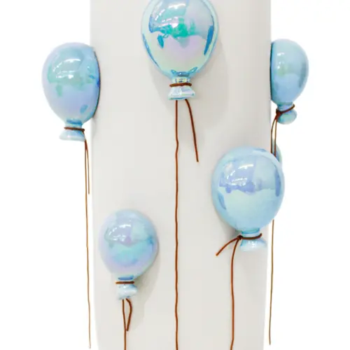 Florero de ceramica con globos azules de 15x15x22.3cm