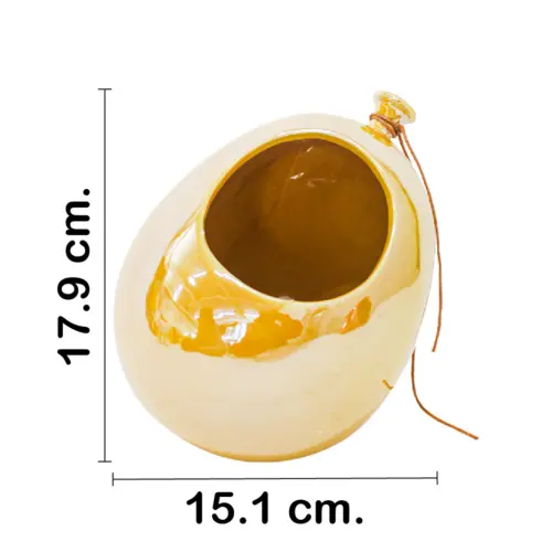 Florero de ceramica diseño globo amarillo de 15.7×15.1×17.9cm