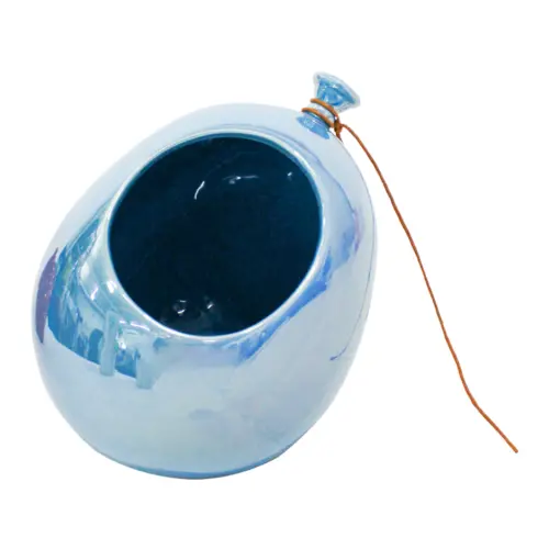 Florero de ceramica diseño globo azul de 15.7×15.1×17.9cm
