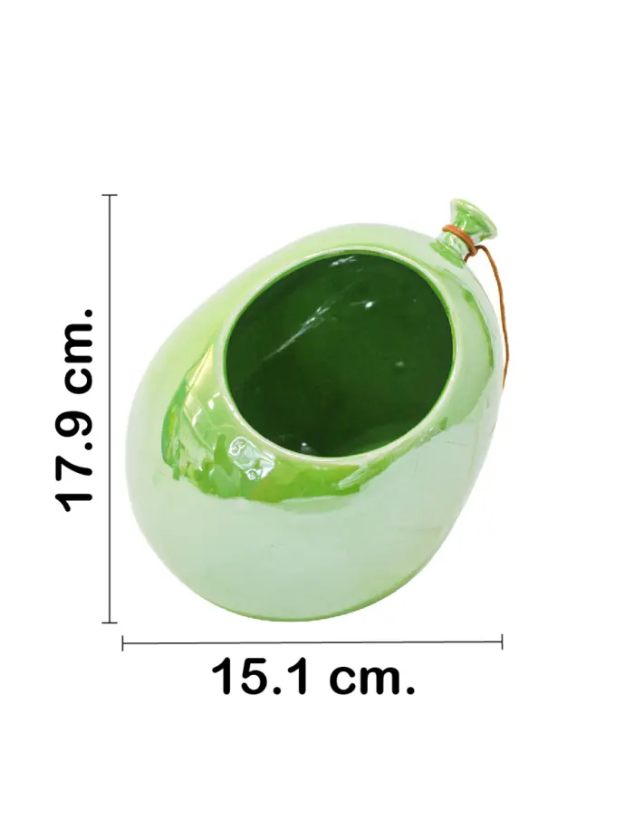 Florero de ceramica diseño globo verde de 15.7x15.1x17.9cm - Image 2