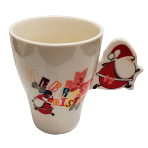 Taza de cerámica navideña con asa diseño santa