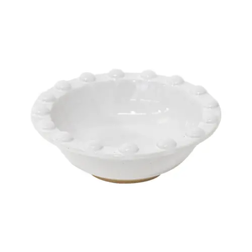 Bowl de porcelana blanca con bolitas en la orilla de 15×14.8×5.1cm