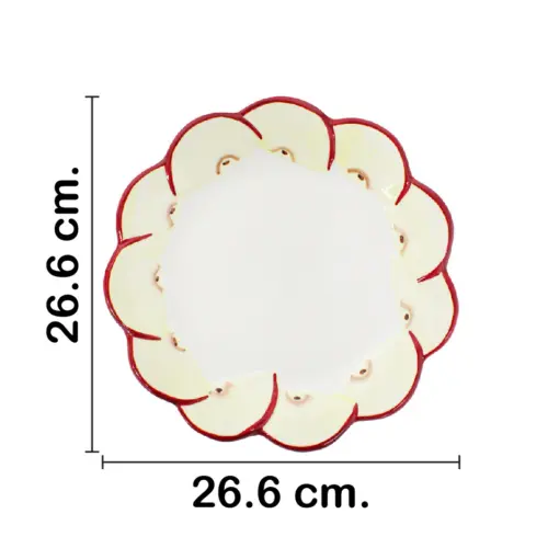 Plato redondo con diseño en el borde de rebanadas de manzanas de 26.6×26.6×3.2cm