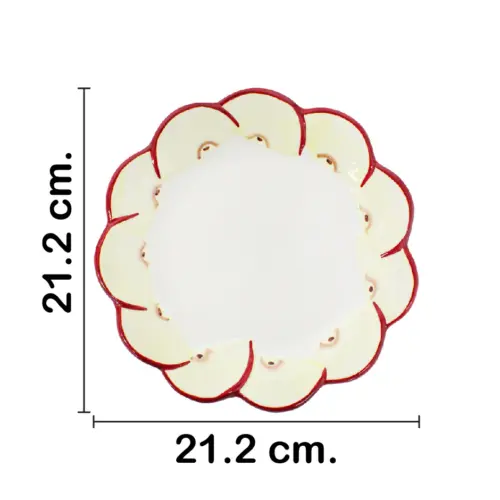 Plato redondo con diseño en el borde de rebanadas de manzanas de 21.2×21.2×2.5cm