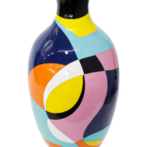 Jarrón de poliresina multicolor de 40x40x82cm