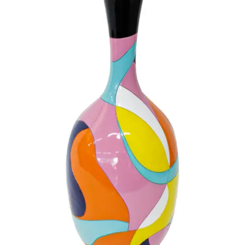 Jarrón de poliresina multicolor de 25x25x66cm
