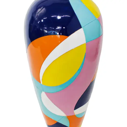 Jarrón de poliresina multicolor de 33x33x71cm