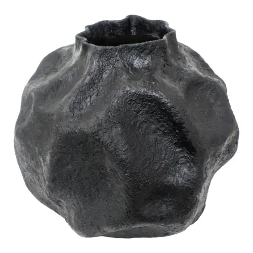 Jarrón de poliresina negro de 62x60x60cm