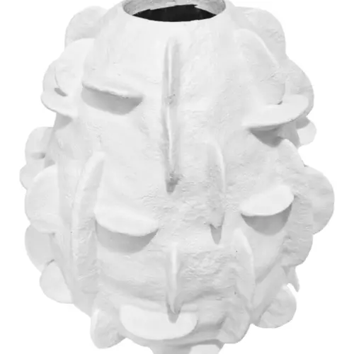 Jarrón de poliresina blanco de 61x61x66cm