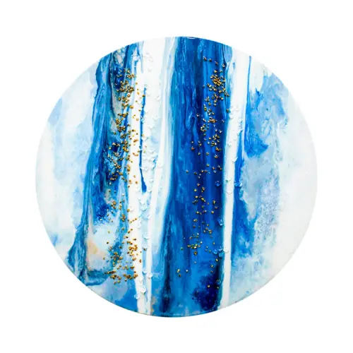 Cuadro redondo de colores azul con blanco de 40×1.8cm