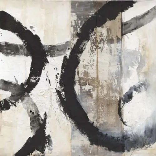 Cuadro de arte diseño abstracto de círculos negros de 120x120x3.8cm