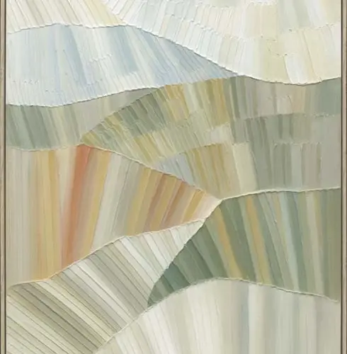 Cuadro de arte verde con beige de 80x100x4.5cm