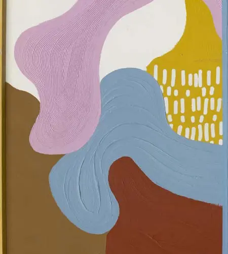 Cuadro de arte rosa azul amarillo y café de 60x80x2.4cm
