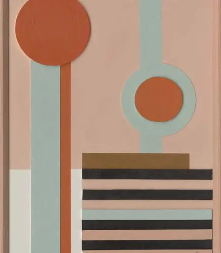 Cuadro de arte con líneas y círculos de colores negro con rojo de 50x70x2.4cm