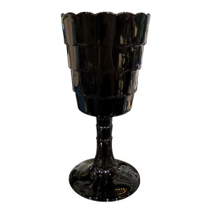 Copa de cristal negra diseño orillas onduladas de 9x9x17cm