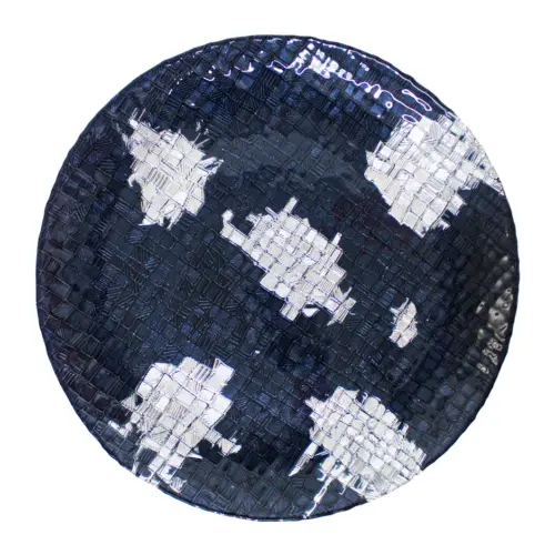Plato de cristal azul marino con plateado de 32cm