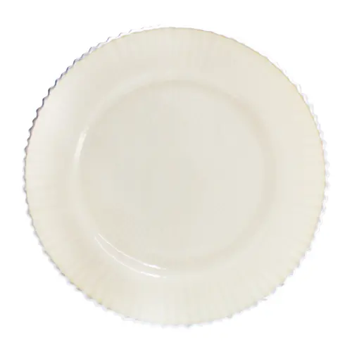 Plato de cristal crema con orilla plateada de 33cm