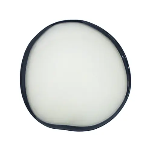 Plato de vidrio blanco con orilla azul oscuro de 28cm