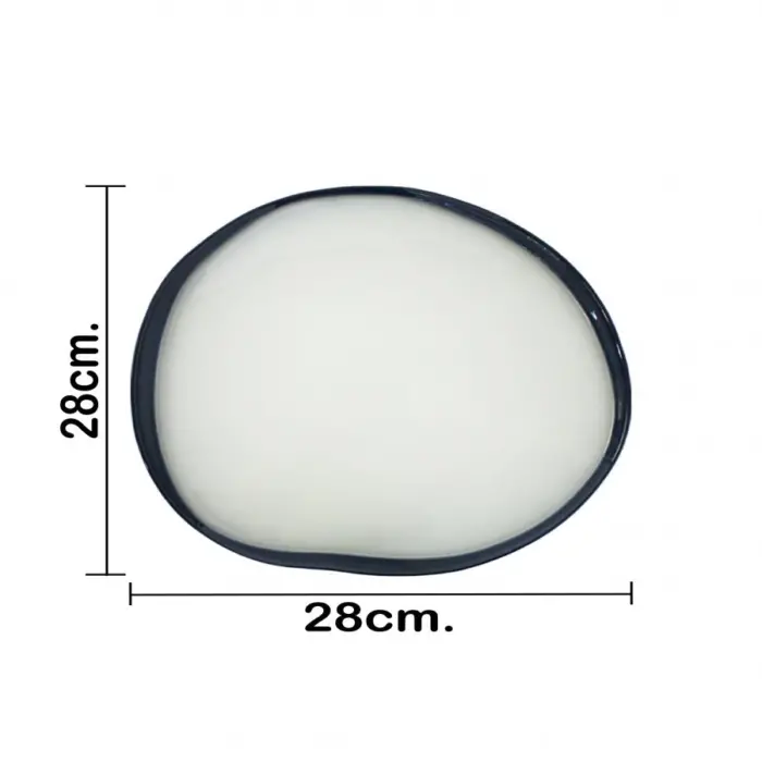 Plato de vidrio blanco con orilla azul oscuro de 28cm - Image 4