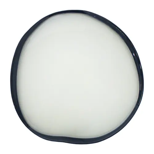 Plato de vidrio blanco con orilla azul oscuro de 32cm