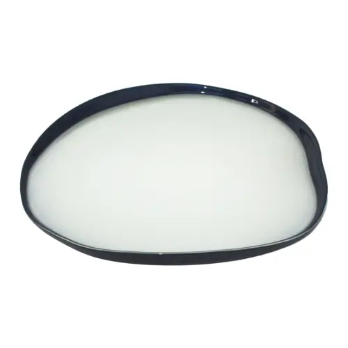 Plato de vidrio blanco con orilla azul oscuro de 32cm
