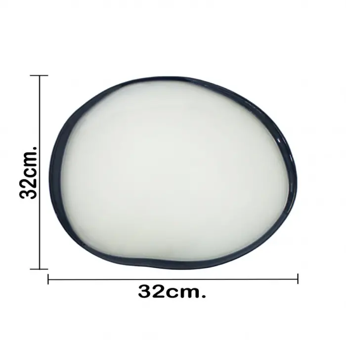 Plato de vidrio blanco con orilla azul oscuro de 32cm - Image 4