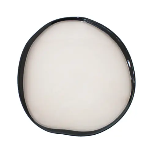 Plato de vidrio blanco con orilla azul oscuro de 28cm