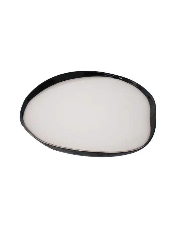 Plato de vidrio blanco con orilla azul oscuro de 28cm - Image 2