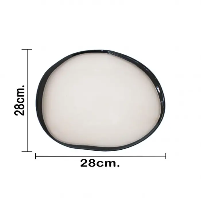 Plato de vidrio blanco con orilla azul oscuro de 28cm - Image 4