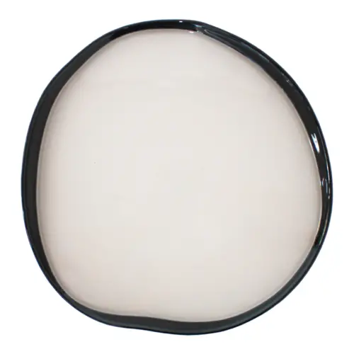 Plato de vidrio blanco con orilla azul oscuro de 32cm