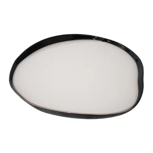 Plato de vidrio blanco con orilla azul oscuro de 32cm