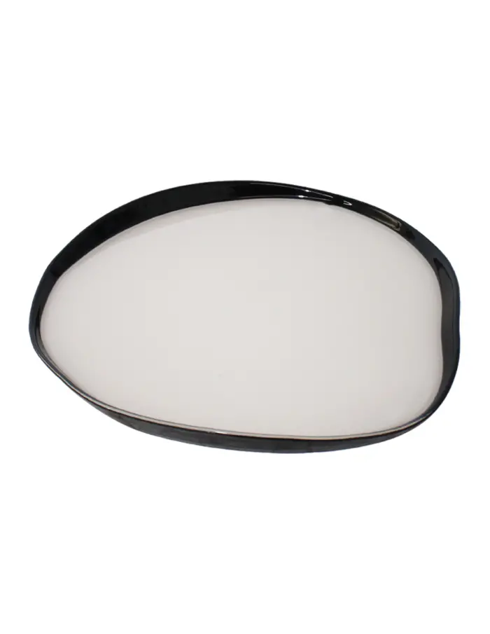 Plato de vidrio blanco con orilla azul oscuro de 32cm - Image 2