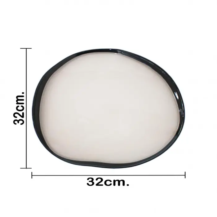 Plato de vidrio blanco con orilla azul oscuro de 32cm - Image 4