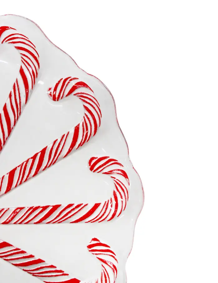 Plato de vidrio diseño bastones de caramelo rojo con blanco de 32cm - Image 3