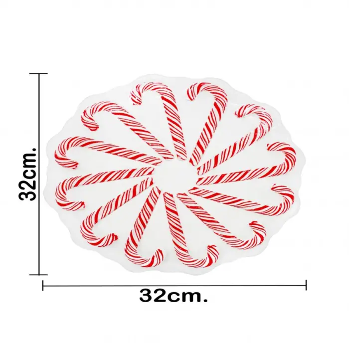 Plato de vidrio diseño bastones de caramelo rojo con blanco de 32cm - Image 4