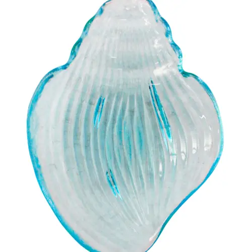 Caracola de mar de vidrio azul transparente de 27cm