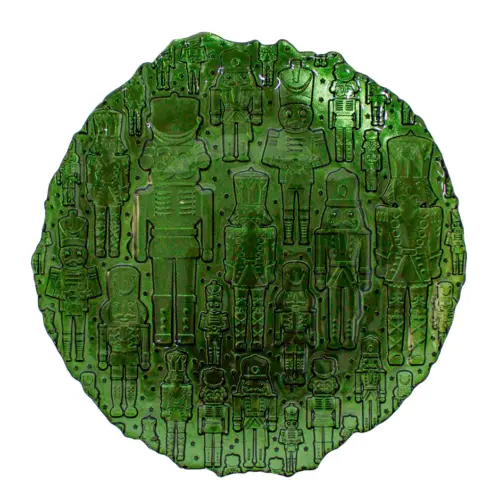 Plato de vidrio verde diseño cascanueces de 32cm