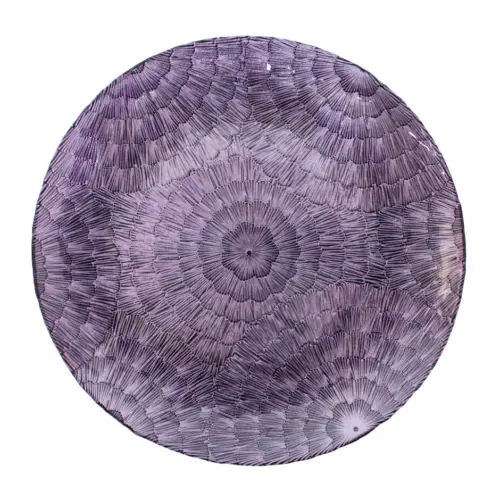 Plato de vidrio morado diseño geométrico metálico de 32cm