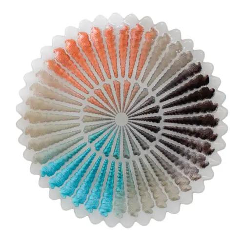 Plato de vidrio de colores diseño caracola aperlado de 32cm
