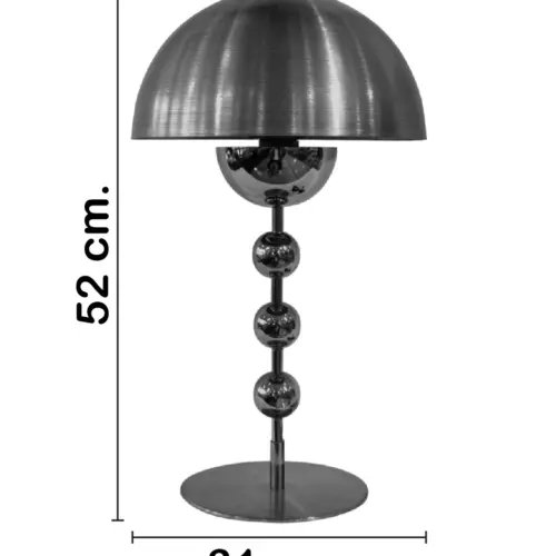Lámpara de mesa de metal diseño cúpula negra de 31x31x52cm