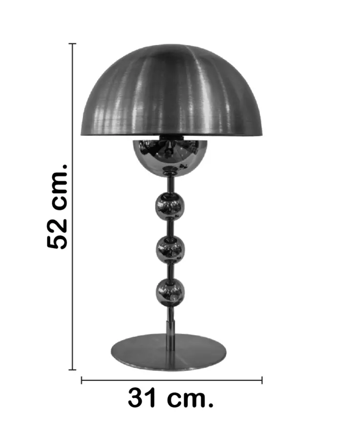 Lámpara de mesa de metal diseño cúpula negra de 31x31x52cm - Image 2