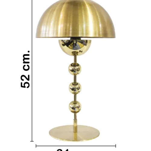 Lámpara de mesa de metal diseño cúpula dorada de 31x31x52cm