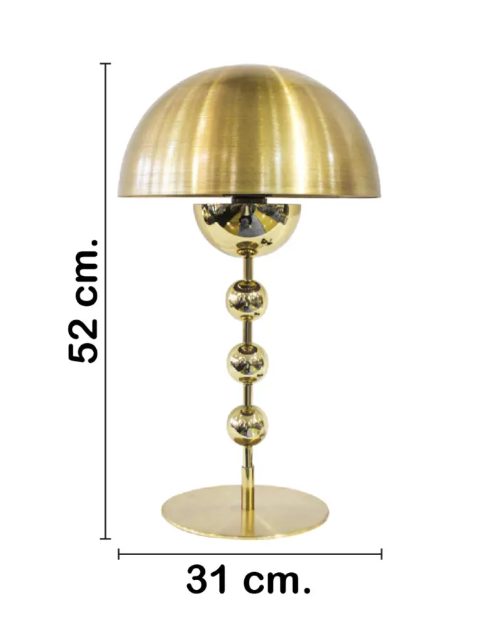 Lámpara de mesa de metal diseño cúpula dorada de 31x31x52cm - Image 2