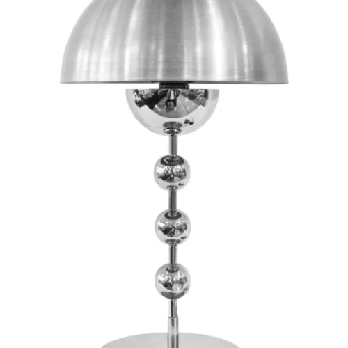 Lámpara de mesa de metal diseño cúpula plateada de 31x31x52cm