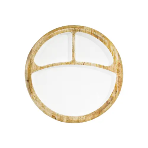 Botanero de madera con metal y compartimientos blanco de 19x19x4cm