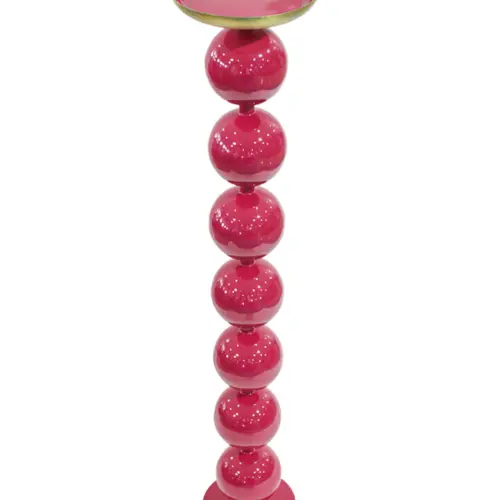 Candelabro de metal diseño esferas rojo mate de 18x18x90cm
