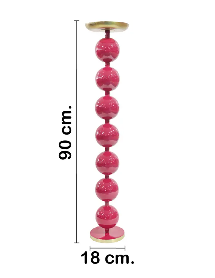 Candelabro de metal diseño esferas rojo mate de 18x18x90cm - Image 2