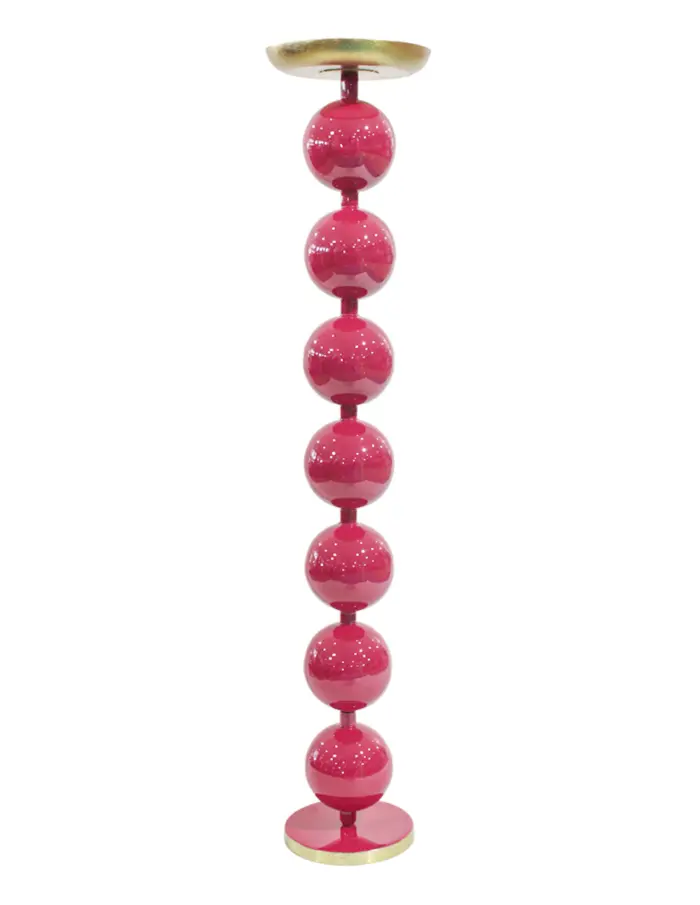 Candelabro de metal diseño esferas rojo mate de 18x18x90cm - Image 3